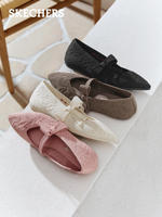 Skechers pointed-toe shallow opening single shoes Ballet Mary Jane shoes for women 2026 new style Lace Breathable bow flat shoes thumbnail 8