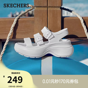 斯凯奇流行新款女鞋厚底增高凉鞋户外耐磨回弹缓震罗马沙滩凉拖