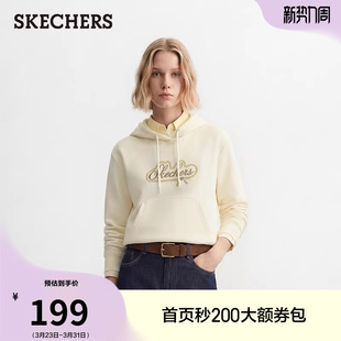 斯凯奇2026年夏季 女子舒适针织连帽套头卫衣百搭运动休闲上衣 新款