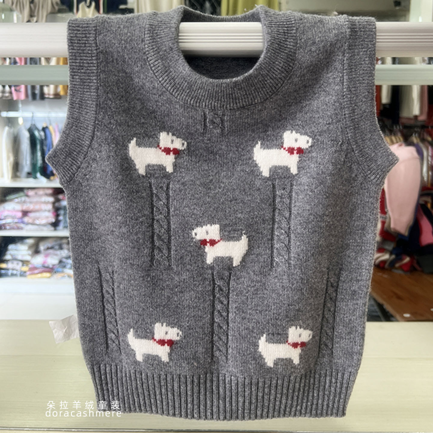 春秋女童羊绒衫背心针织马甲