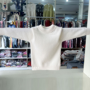 洪叶云台儿童100%纯山羊绒女童毛衣薄款白色内搭女孩羊绒针织打底