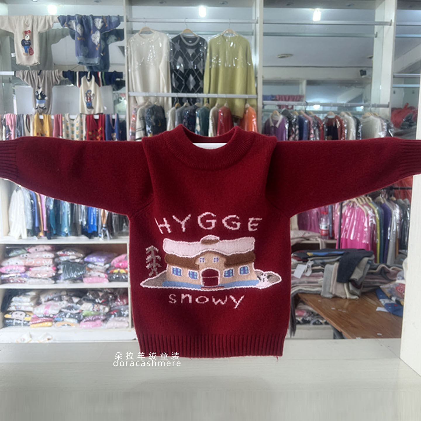 儿童纯羊绒衫男童毛衣套头新款女童中小童卡通针织羊毛衫宝宝童装