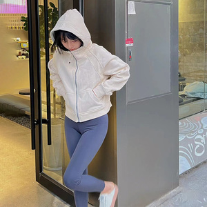 lulu  scuba外套全拉链连帽衫瑜伽运动休闲抓绒卫衣宽松
