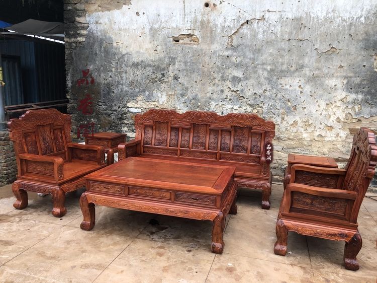 缅甸花梨荷花沙发大果紫檀 红木客厅 特价红木实木家具