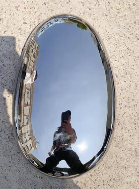 不锈钢镜面椭圆形水滴鹅卵石雕塑室内售楼处酒店会所水池装饰摆件