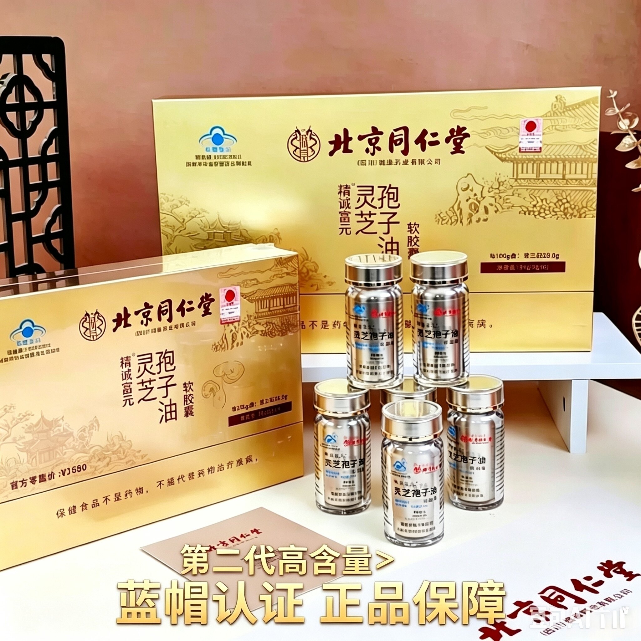 正品蓝帽认证北京同仁堂灵芝孢子油饮膏囊增强免疫力送礼送长辈