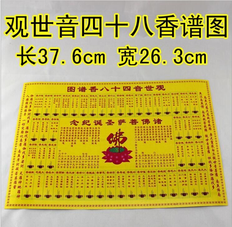 佛教用品观世音四十八香谱图 纸质烧香图解 寺庙进香法物法器