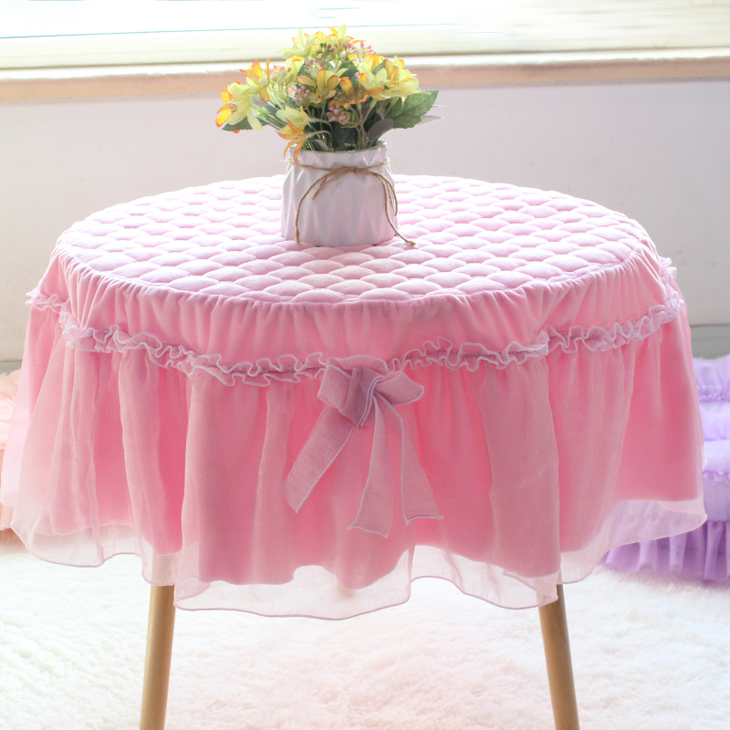 欧式桌布圆形餐桌布布艺桌垫家用小圆桌布蕾丝防滑简约现代台布