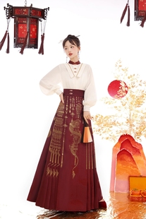 原创设计华灯绕龙汉服女中国风改良汉元素上衣马面裙套装