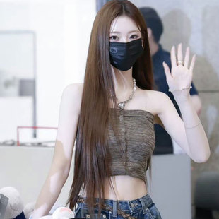 美式 田中杏奈anna同款 復(fù)古辣妹抹胸背心女夏收腰顯瘦露背吊帶上衣