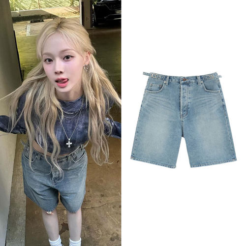 牛仔中裤薄款女美式五分裤短裤