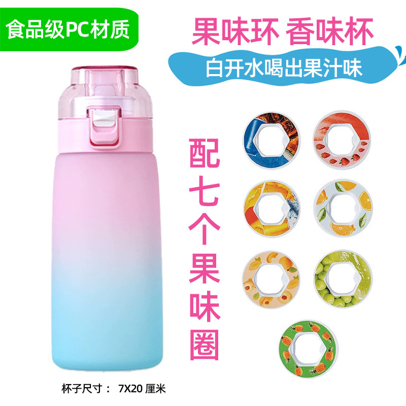 香味环水杯水果味变味水杯儿童运动学生吸管白开水可以喝出果汁味图片