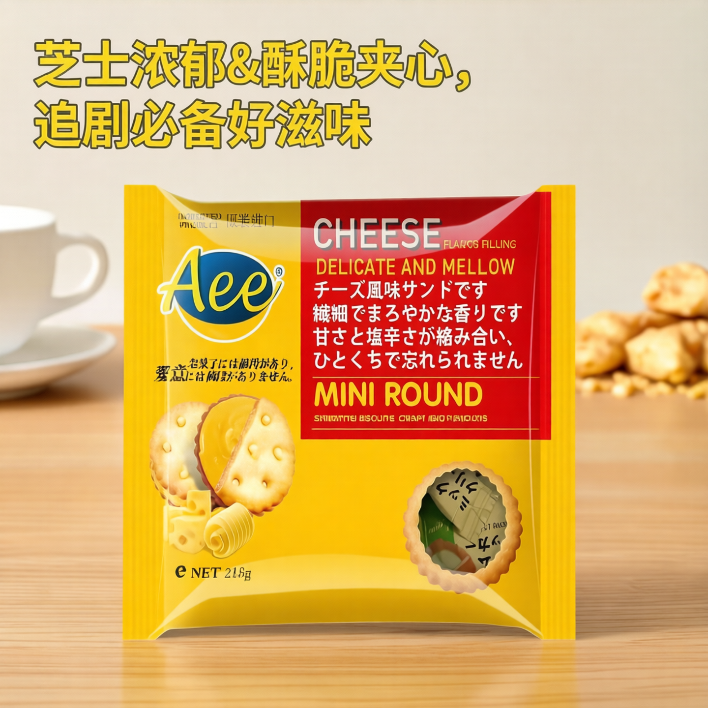 原装进口Aee迷你芝士味夹心饼干218g追剧游玩小零食进口饼干
