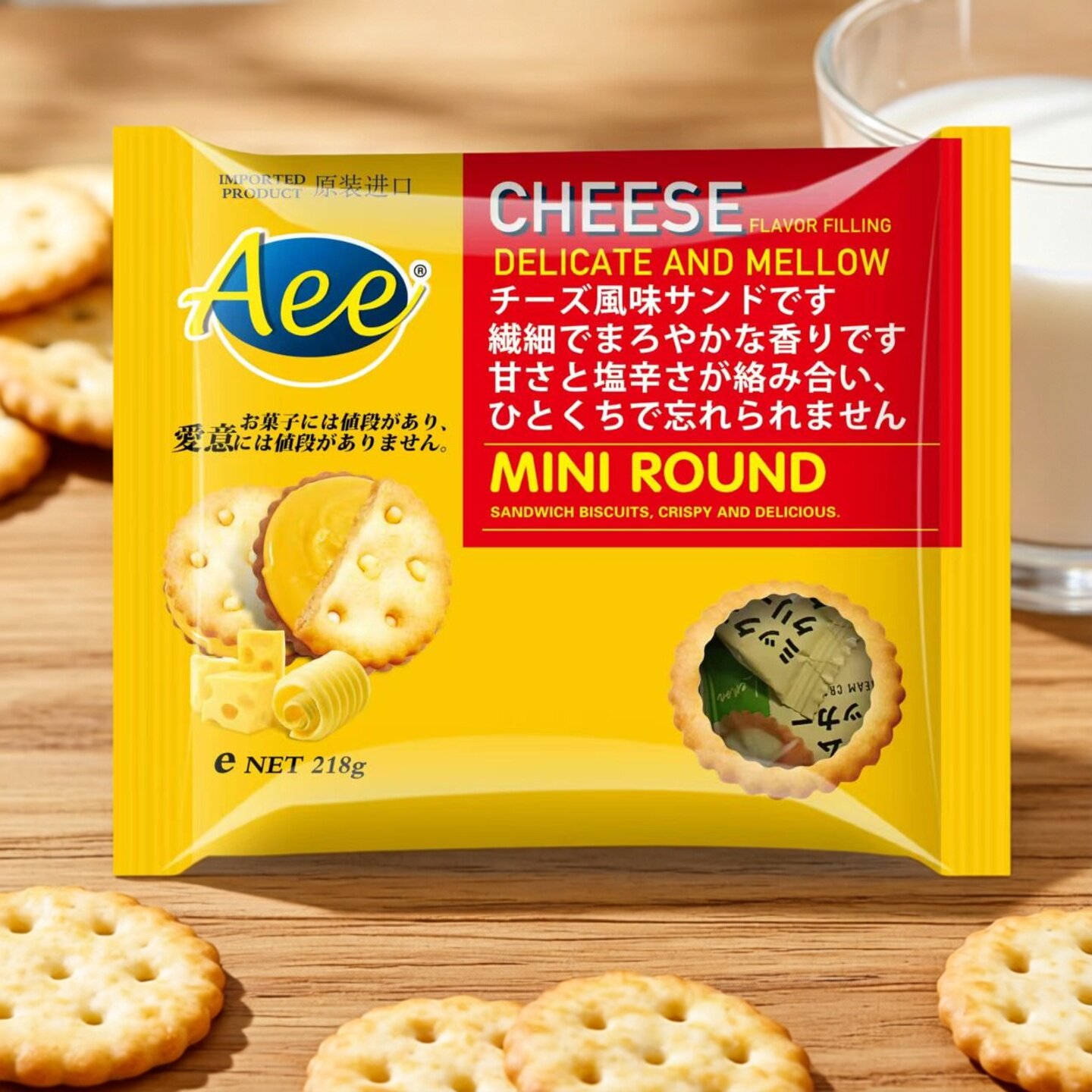 原装进口芝士夹心饼干 218咸味饼干办公室休闲小零食