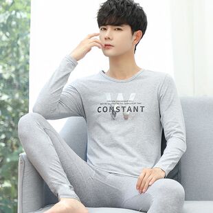 纯色卡通印花秋衣裤 一套装 秋裤 线衣线裤 打底睡衣 薄款 保暖内衣男士