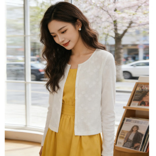 显瘦提花薄针织衫 蕾丝披肩开衫 韩版 新款 防晒短外套女 女2026春夏季