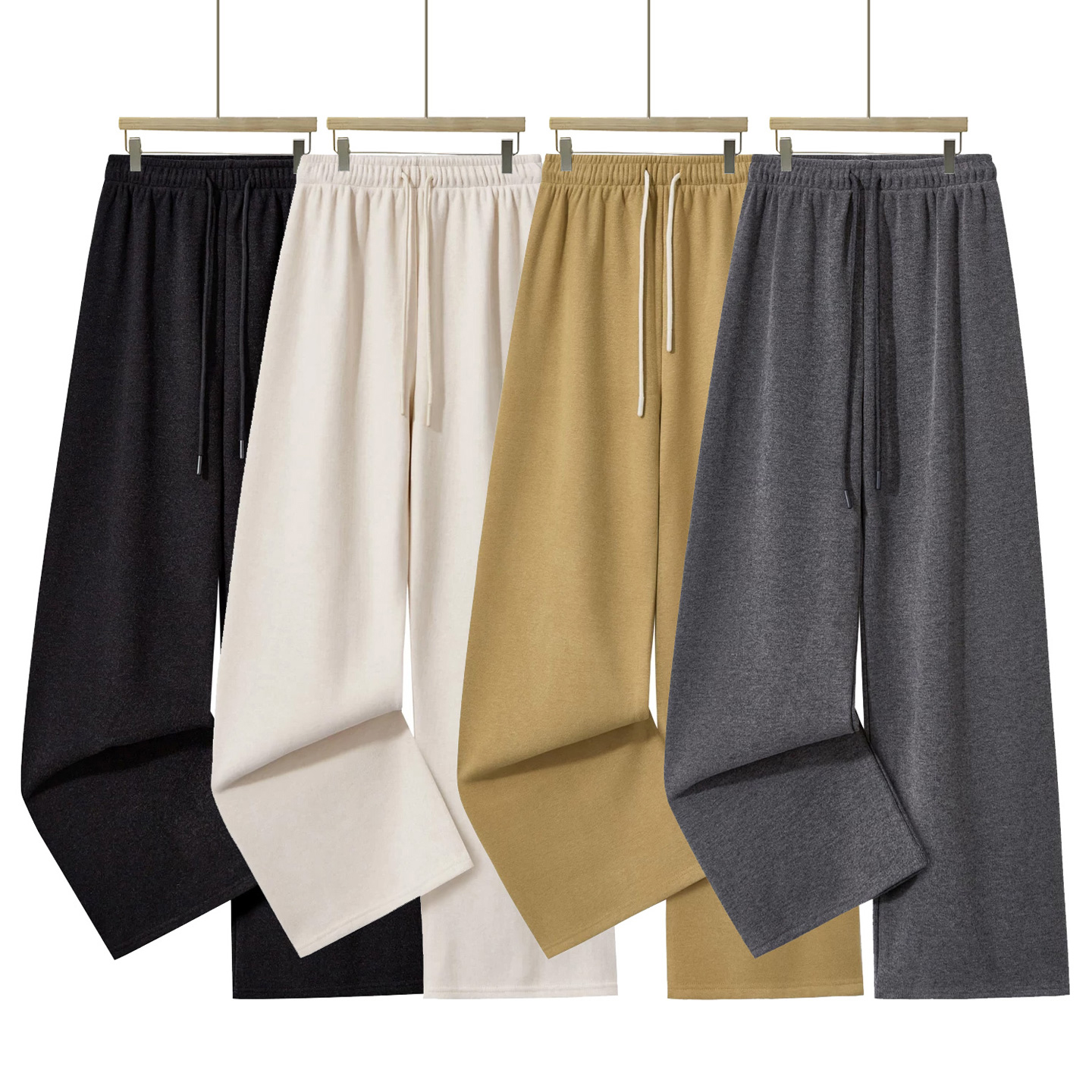 糯米裤女秋冬加绒加厚高腰阔腿裤