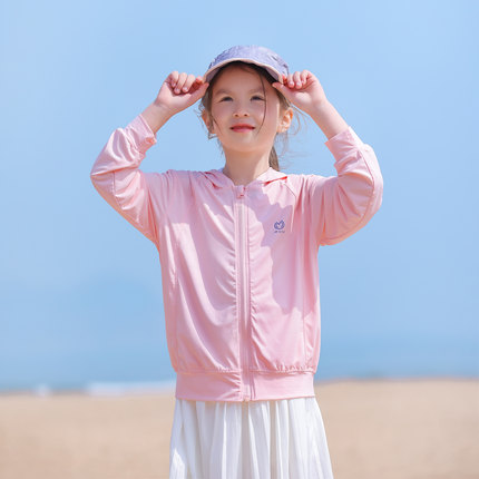 夏季儿童外套宝宝冰丝防晒衣亲子款凉感透气男女童连帽拉链衫