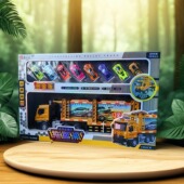 宝乐星新款 益智生日礼物玩具 儿童轨道赛车货柜车仿真合金工程套装