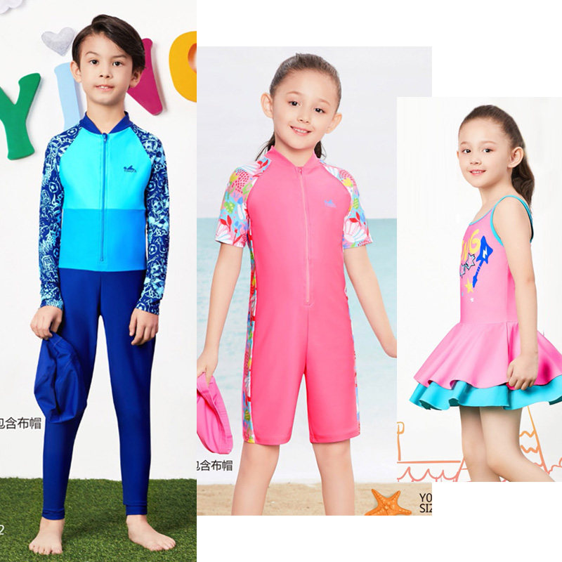 英发儿童游泳衣女童五分分体泳装图片