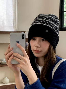2026新款韩系复古提花针织帽女秋