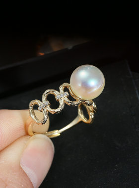 DIY配件S925纯银珍珠戒指空托