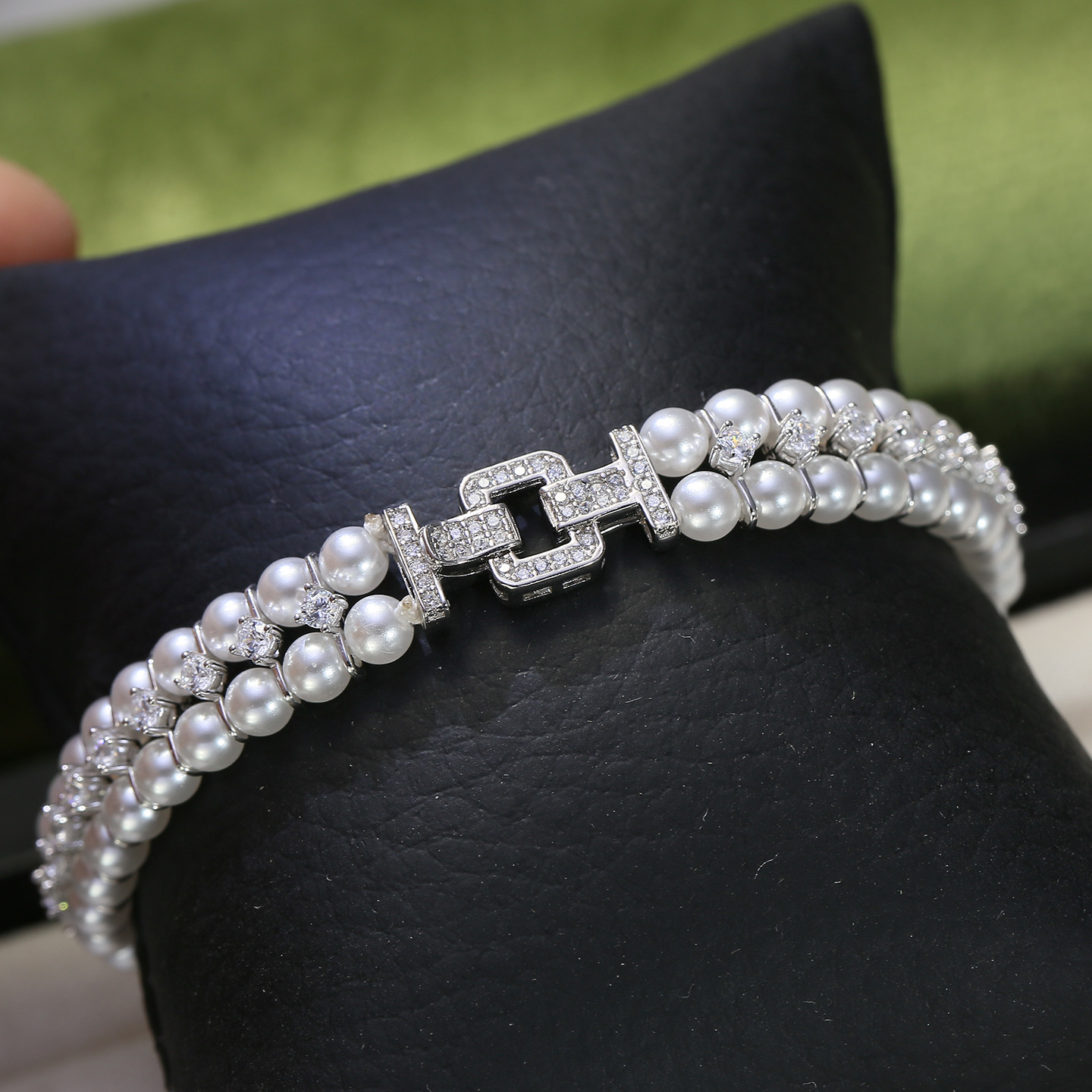 DIY配件S925纯银双排珍珠项链手链扣手工串珠隔片银扣饰品扣3-4mm