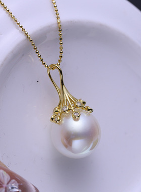 DIY配件S925纯银珍珠吊坠空托