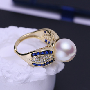 DIY配件 S925纯银珍珠戒指空托 华丽大珠宽版戒托配饰半成品12-16