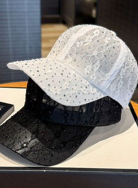 可扎高马尾网纱棒球帽子女夏季