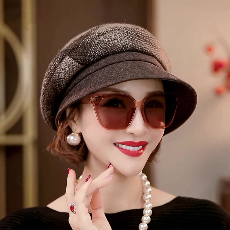 复古羊毛针织贝雷帽女保暖显脸小