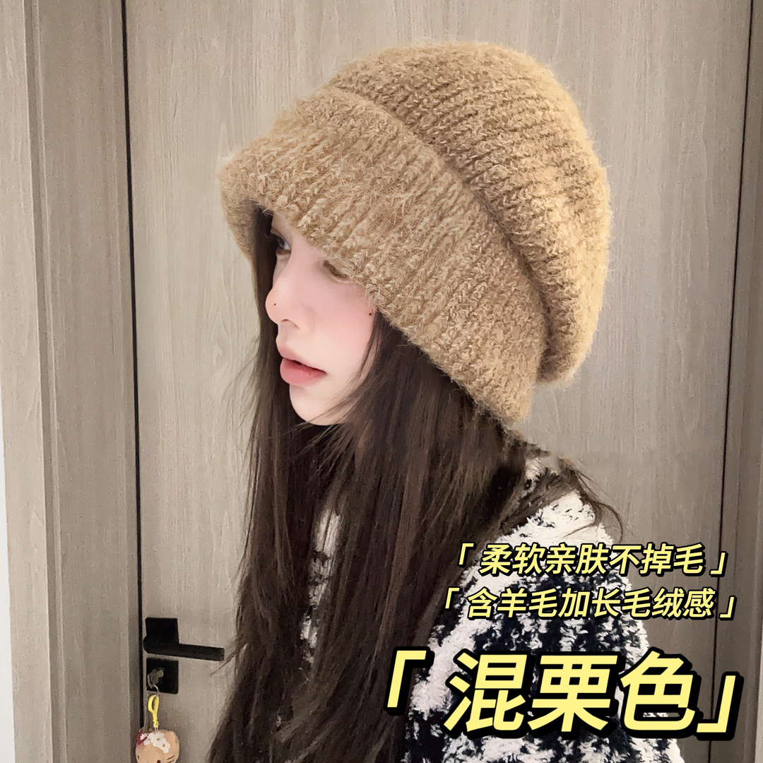 韩版羊毛混纺毛线帽子女秋冬保暖护耳堆堆帽百搭显脸小针织帽加厚,服饰配件/皮带/帽子/围巾,帽子,淘宝优惠券,粉丝福利购,淘宝优惠卷