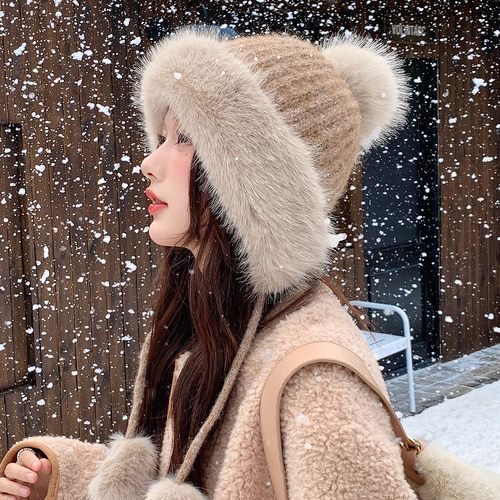 韩版时尚毛绒渔夫帽秋冬保暖防风