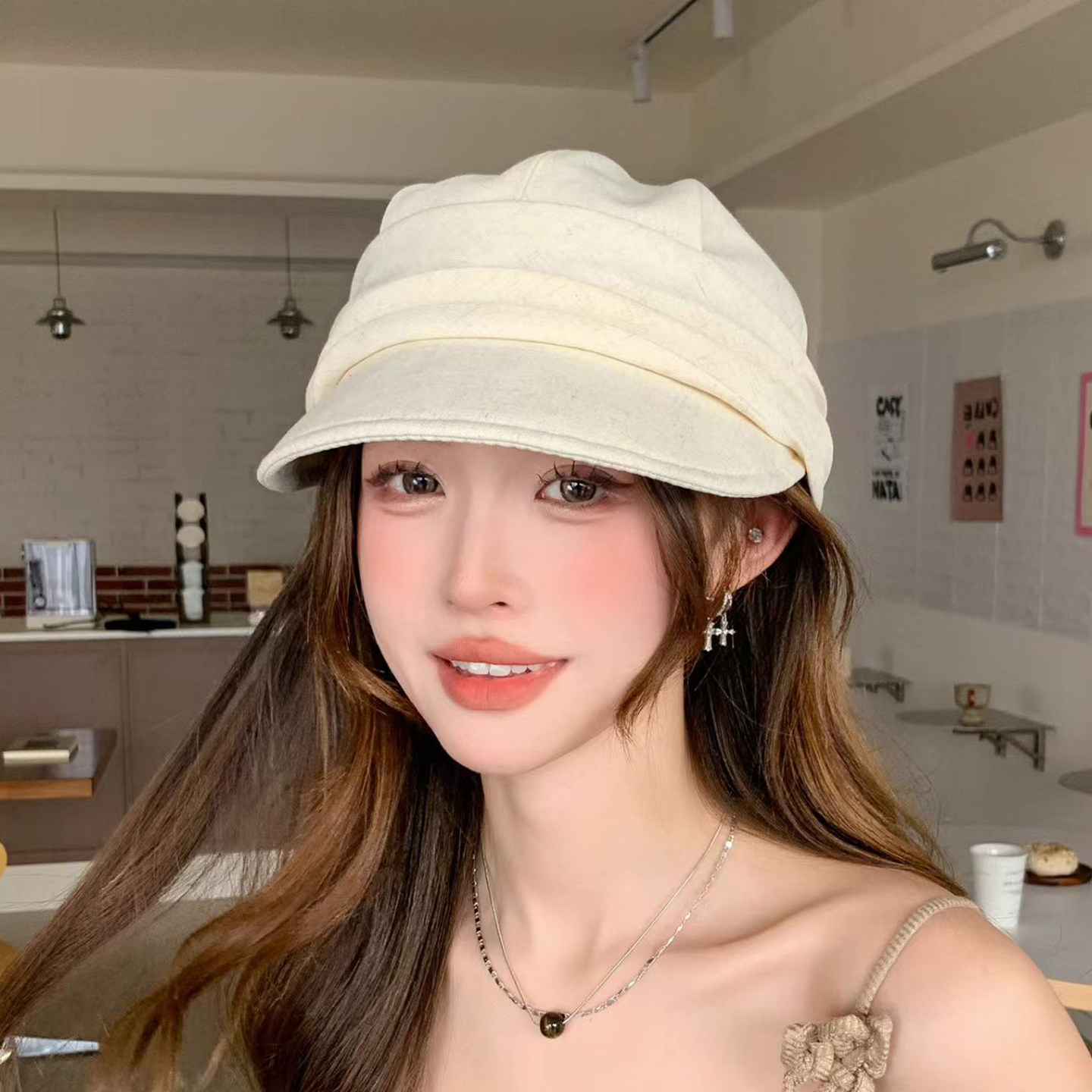 韩版棉麻显脸小防晒马术帽女