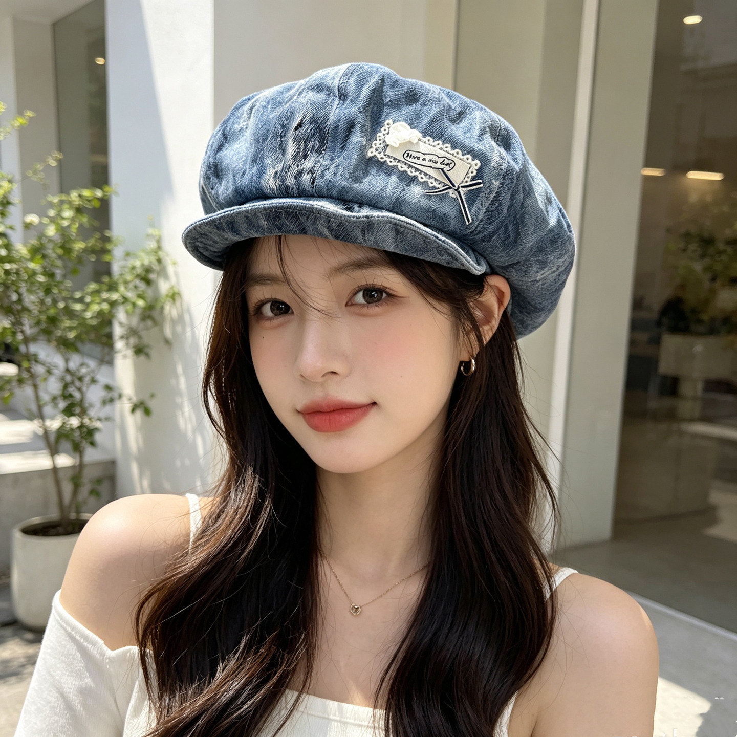 2026新款韩版牛仔小檐贝雷帽女