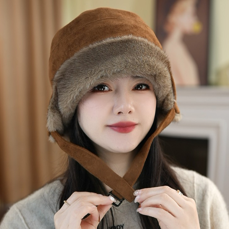 麂皮绒加厚雷锋帽保暖骑行护耳帽