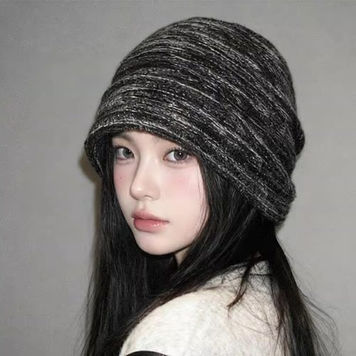 高品质含羊毛针织堆堆帽女显脸小