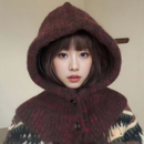 混色羊毛混纺巴拉克拉法帽子女冬季 围脖一体保暖针织帽护耳毛线帽