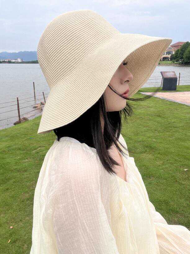 草帽大帽檐显脸小防晒可折叠简约