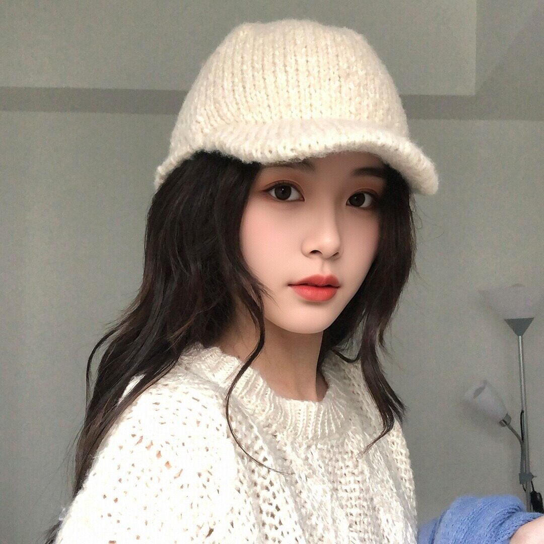 日系秋冬女保暖显脸小针织棒球帽