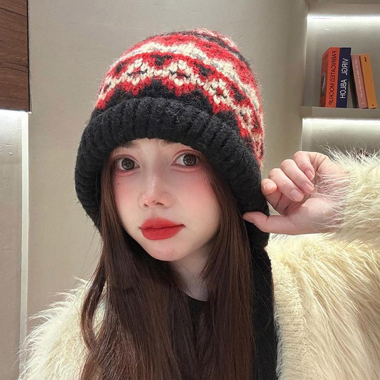 美拉德风针织毛线帽女秋冬保暖帽
