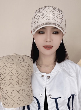 显脸小棒球帽水钻字母设计太阳帽