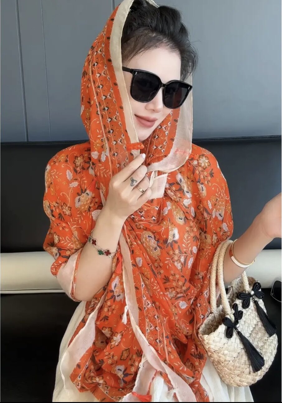 巴比伦夏日旅游防晒披肩女时尚百搭名族风沙滩巾春秋户外薄款丝巾