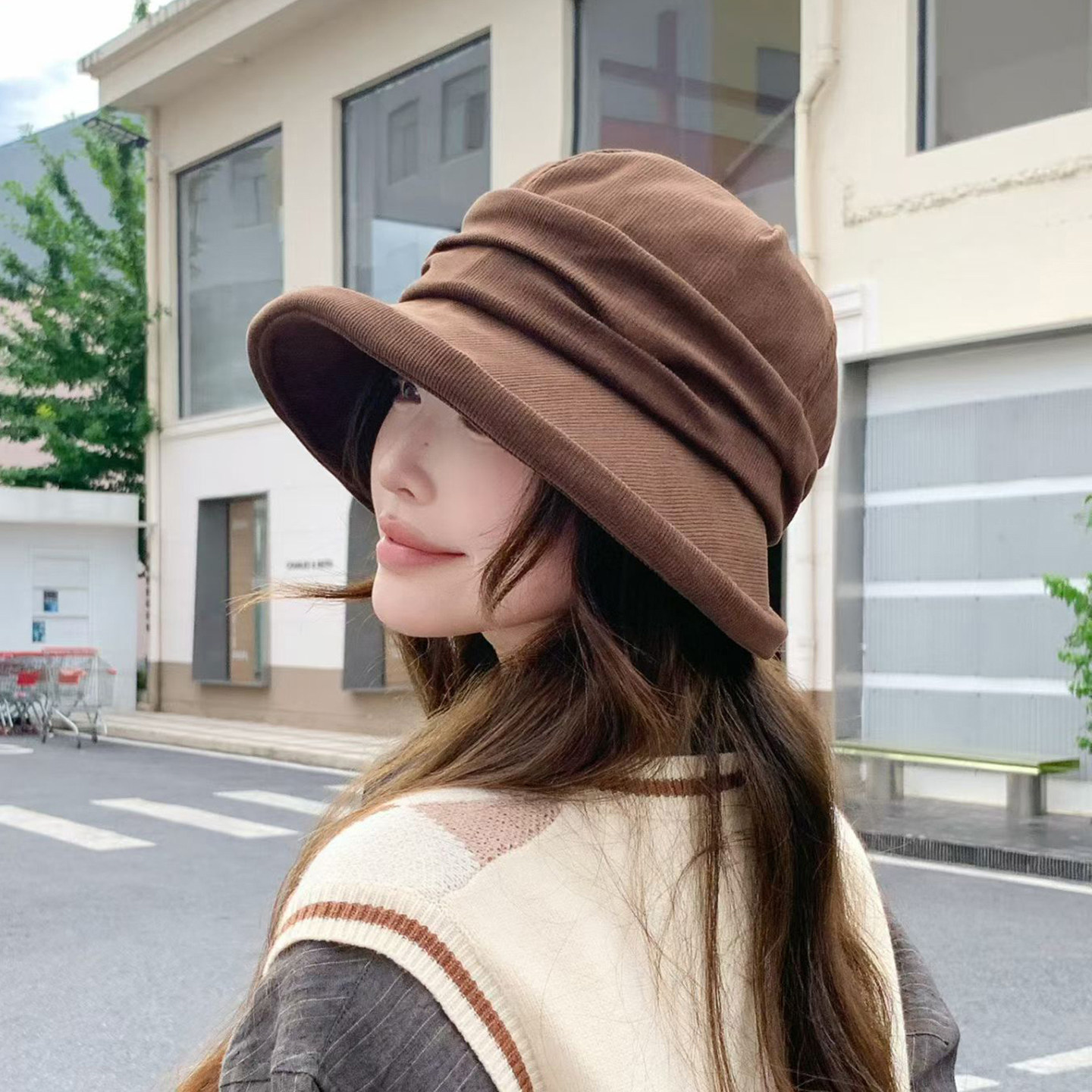 日系显脸小渔夫帽女春秋新款
