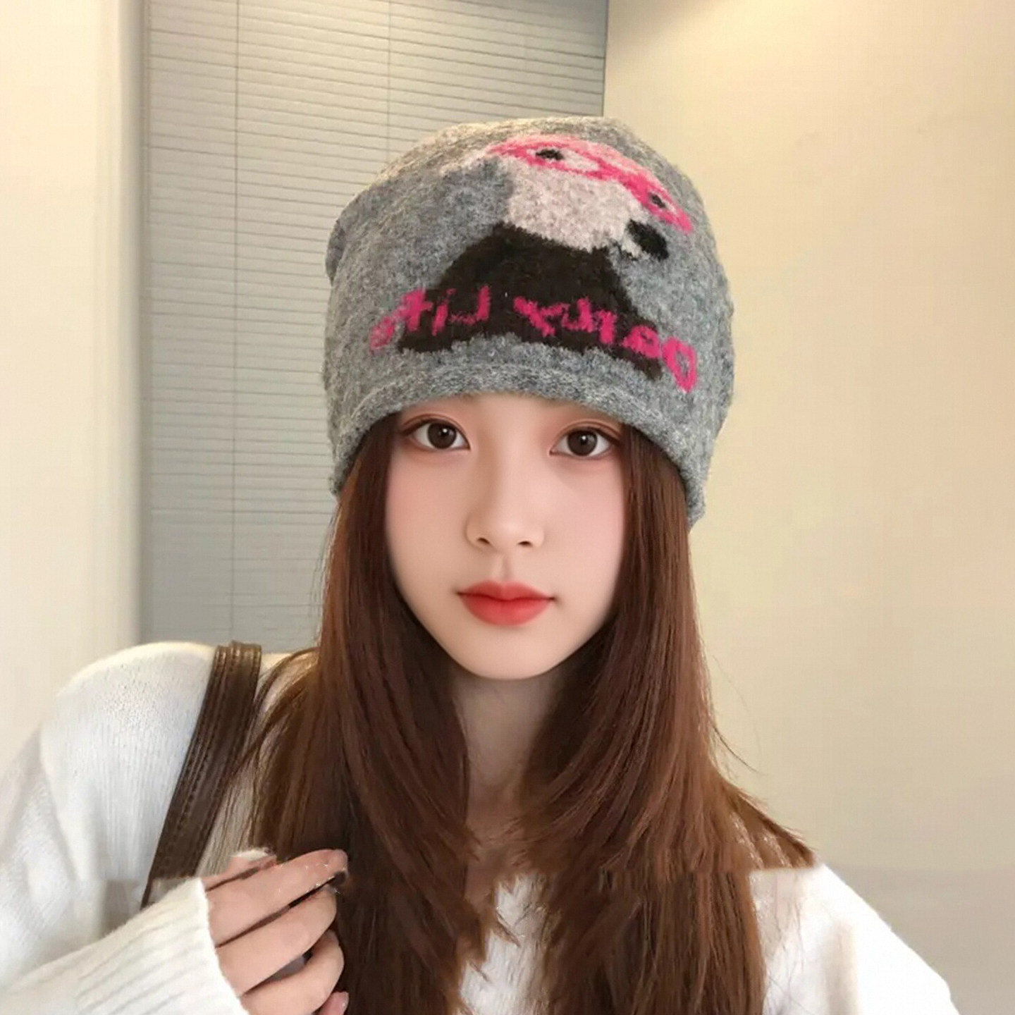 秋冬女可爱小狗护耳针织帽