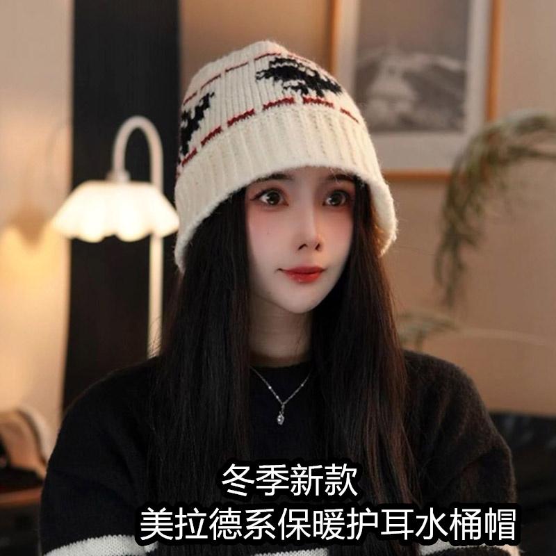 复古针织毛线帽女秋冬季韩系