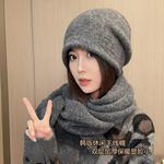 韩版休闲双层加厚毛线帽子女秋冬纯色保暖堆堆帽护耳显脸小包头帽