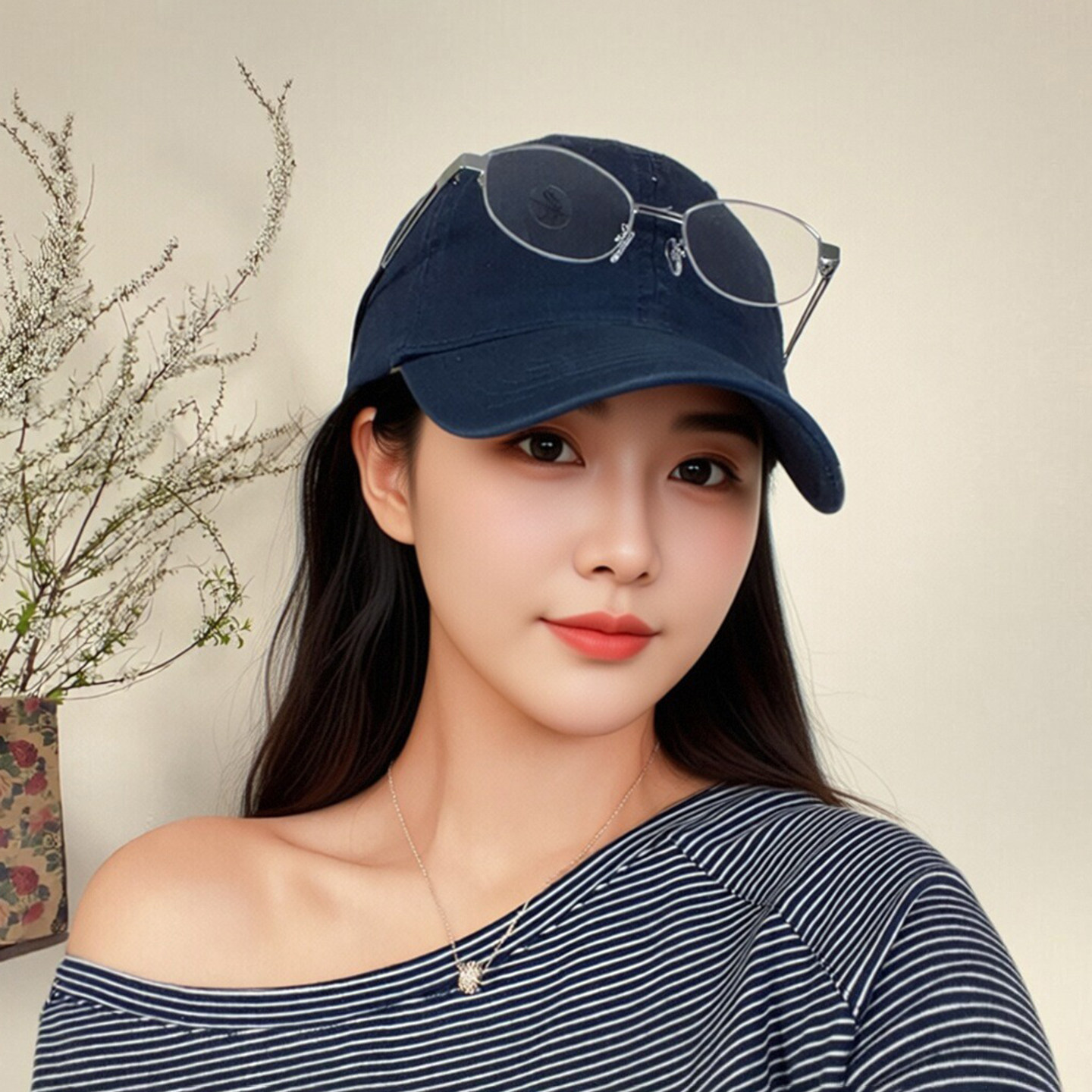 日系简约水洗纯色棒球帽女显脸小