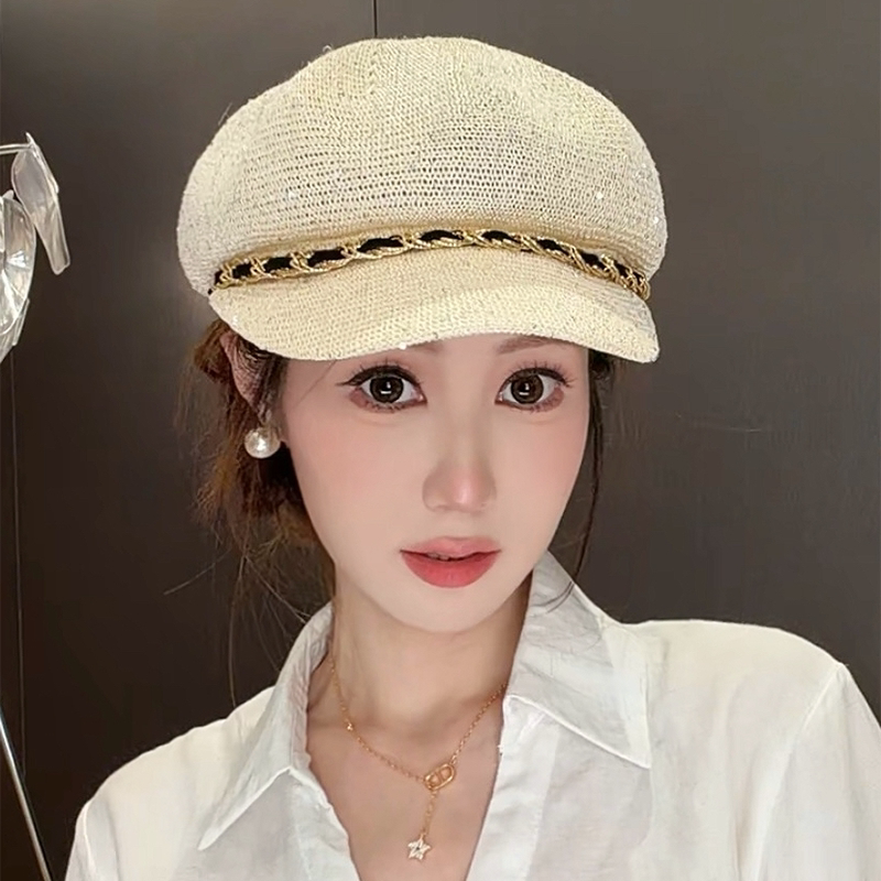 韩版亮片薄款防晒显脸小报童帽