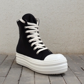 20SS松糕高帮系带短靴子增高鞋 缎面情侣潮鞋 R风O男女中帮时尚 韩版